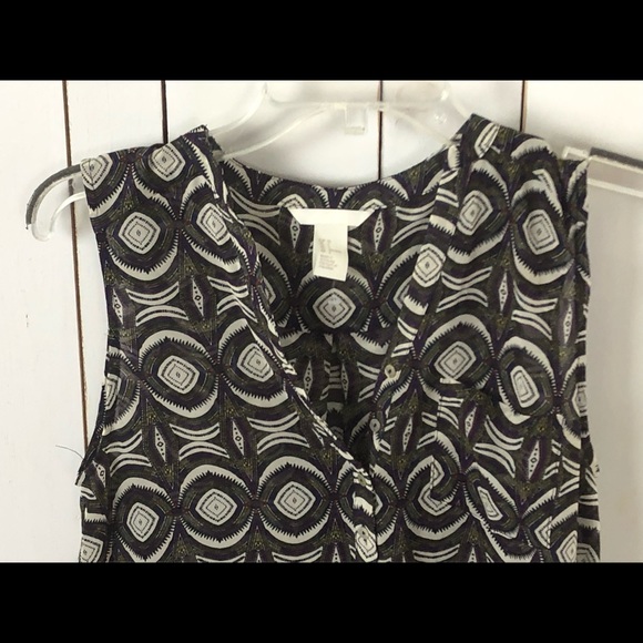 H&M New Sleeveless Sheer Geometric Print TopSz 4 - Picture 3 of 6